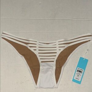 Women's White and Brown Bikini Bottom